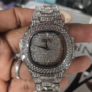 Luxury Silver Watch with Crystal Accents